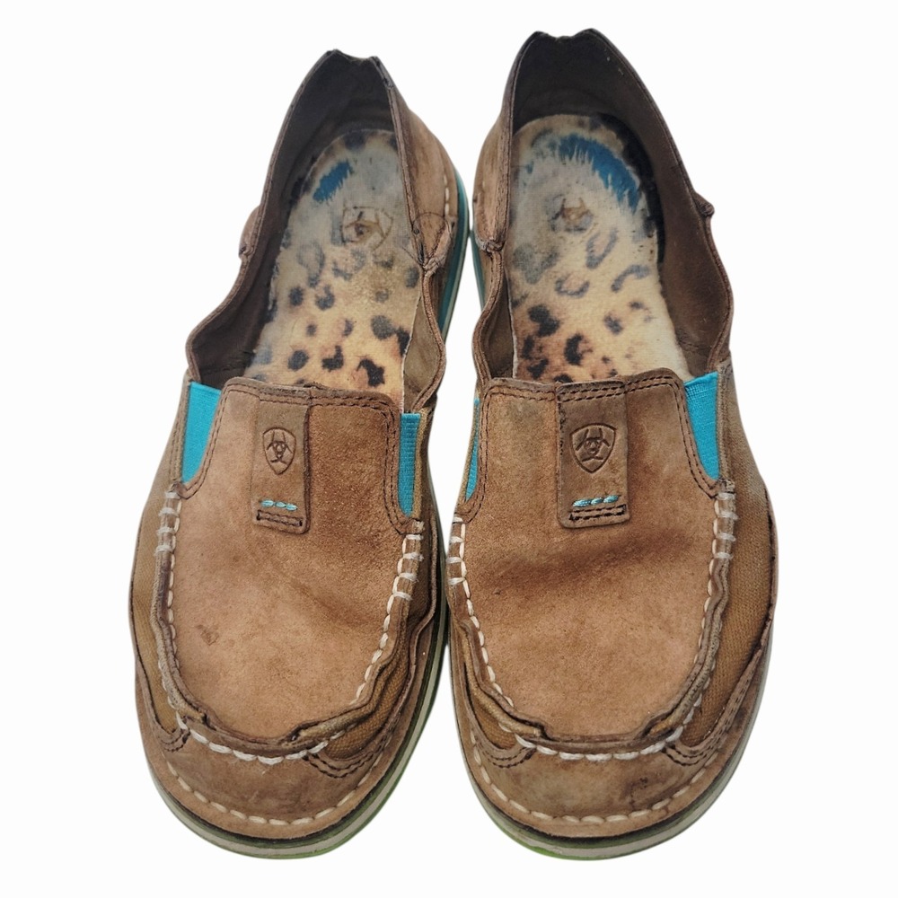 Ariat Womens 6.5B Brown Leather Cruiser Slip On Shoes Moc Toe Casual Comfort
